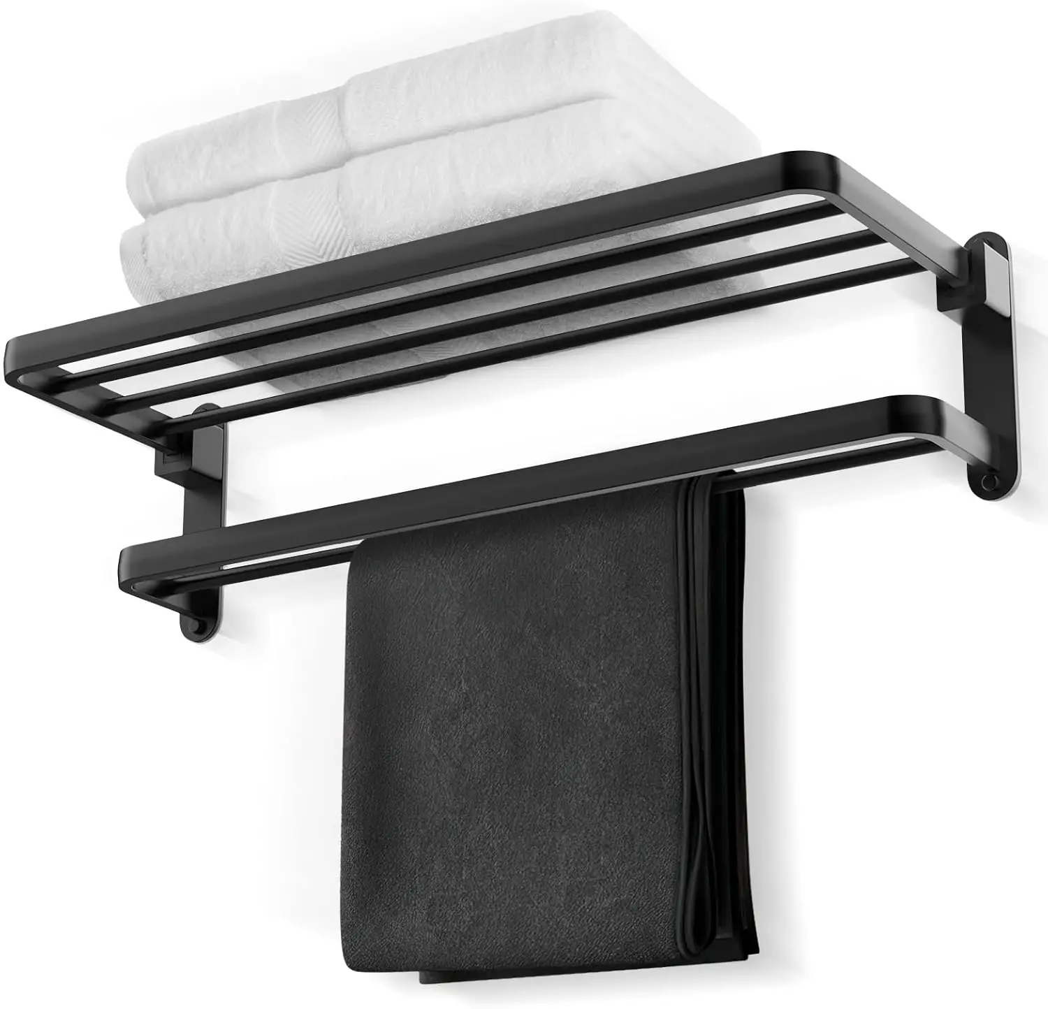 NEW Bathroom Lavatory Towel Rack with Two Towel Bars,20-Inch Holder with Shelf BZ105-A (Matte Black)