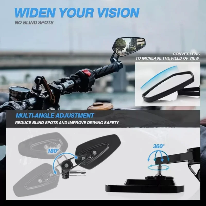 1 쌍 7/8 인치 오토바이 핸들 바 엔드 미러 Yamaha MT09 MT07 MT03 MT125 900 트레이서 오토바이에 적합