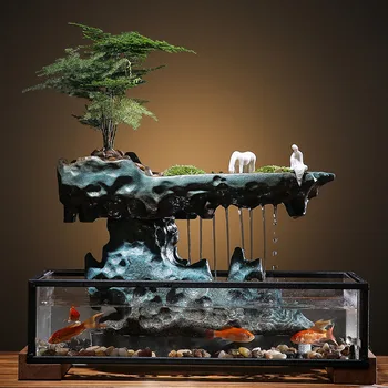 Desktop Fountain With Fish Tank Bedroom Decoration 1