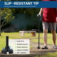 Folding Elderly Walking Stick With Buffered T Handle And Pivoting Quad Base Walking Stick Cane With LED Light And Alarm 2