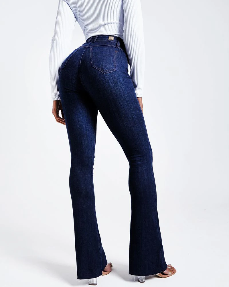 Women's Fashionable Full-length Jeans 38  40  42  Plus Size High Street Flare Pants Ladies' Sexy Body Shape Fitted Pants