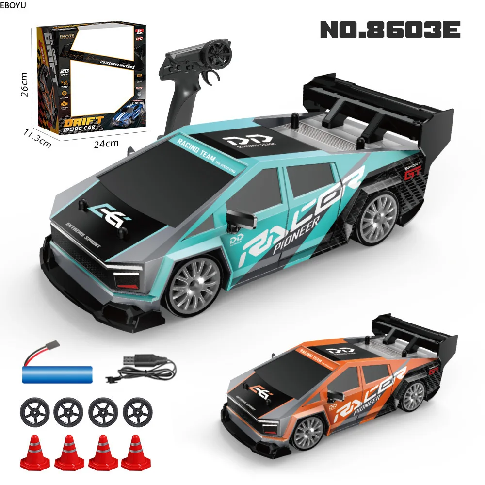 EBOYU 8603 RC 드리프트 자동차 1/24, 완전 비례 2.4G 4WD 드리프트 AE86, LED 조명, 고속 레이싱 온로드 차량, 어린이 장난감