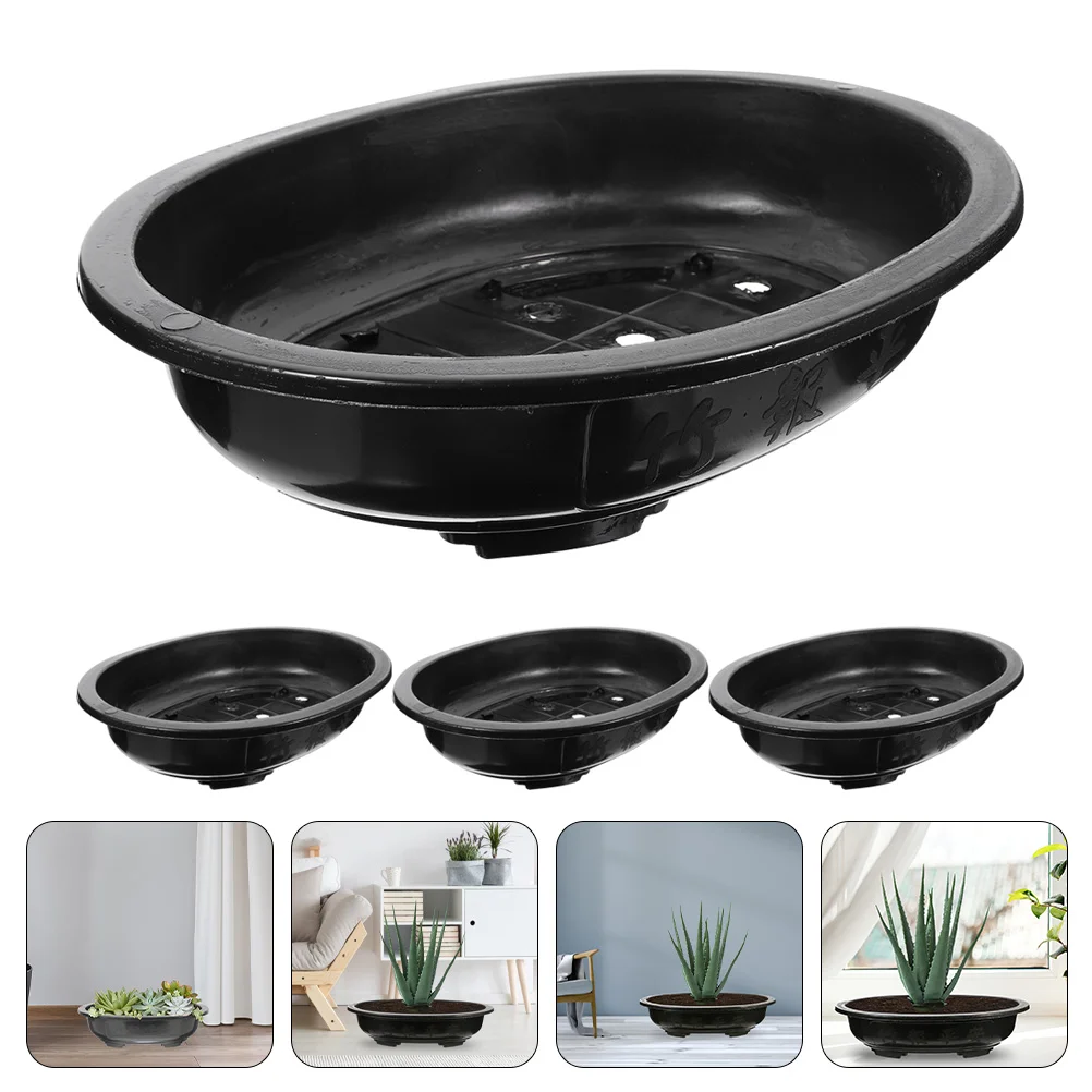 

4Pcs 15Large Garden Bowl Planter Shallow Plant Pot Drain Hole Plastic Flowerpot Drainage Plug Gardening Planter Pot