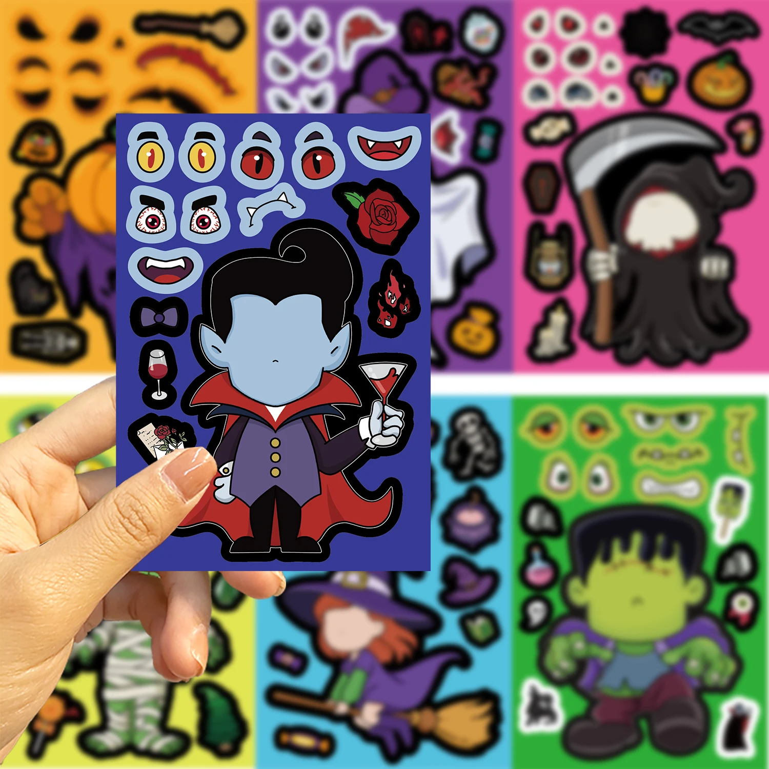 8/16/24PCS Halloween Kürbis Geist Aufkleber Puzzle Aufkleber Geeignet für Kunststoffoberflächen Halloween Weihnachten Aufkleber – Detail 7