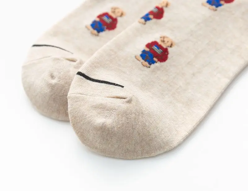 Socken Weiblichen Frühling Und Herbst Mid-rohr Stickerei Bär Schlauch Nette Casual Einfarbig Sport Pile Kawaii Socken Harajuku calcetines – Detail 20