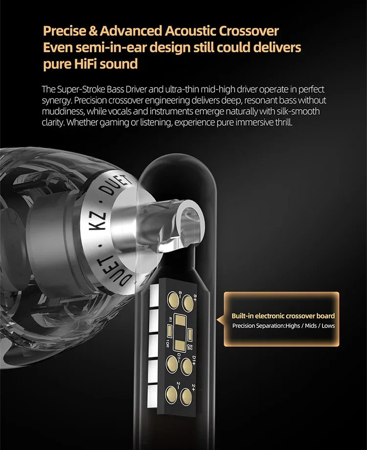 Auricolari KZ Duet Dual Dynamic Driver Units Auricolari cablati in-ear_voghion.com