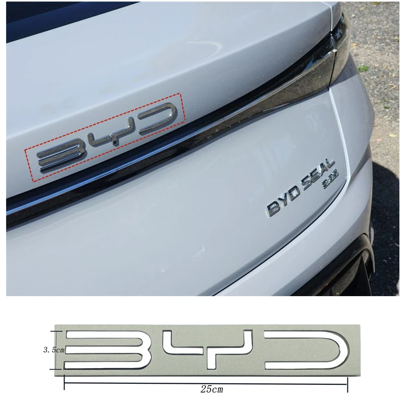 Car Stickers Car Fender Emblem Badge 3D ABS Chrome Black BYD Emblem Letters Stiker Car Trunk Badge for BYD SEAL QIN HAN SONG Plus ATTO3 SEAL U
