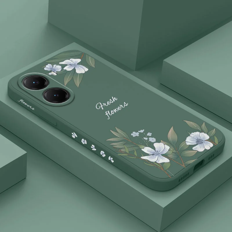 Leafy Lily Silicone Soft Phone Case - Elegant Botanical Design