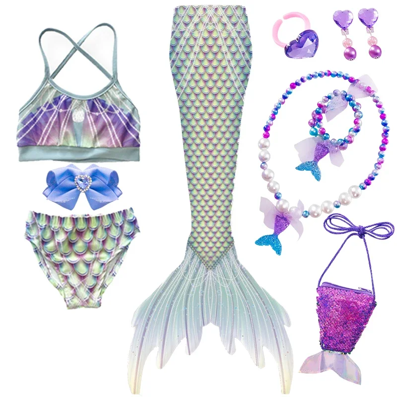 

Детский костюм Русалочки для девочек, купальный костюм для косплея, Пляжное бикини, купальники для детей, подарок на день рождения