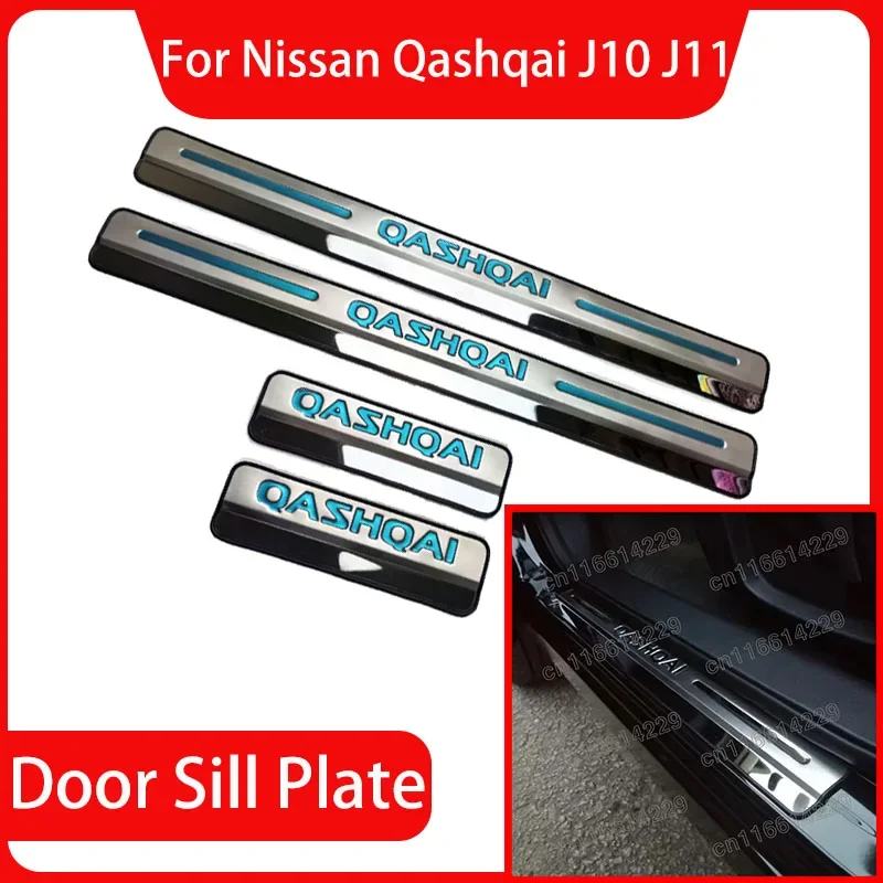 For Nissan Qashqai J10 J11 Door Sill Scuff Plate Stainless Steel Door Sills Pedal Car Styling Sticker 2007-2013 2014-2019