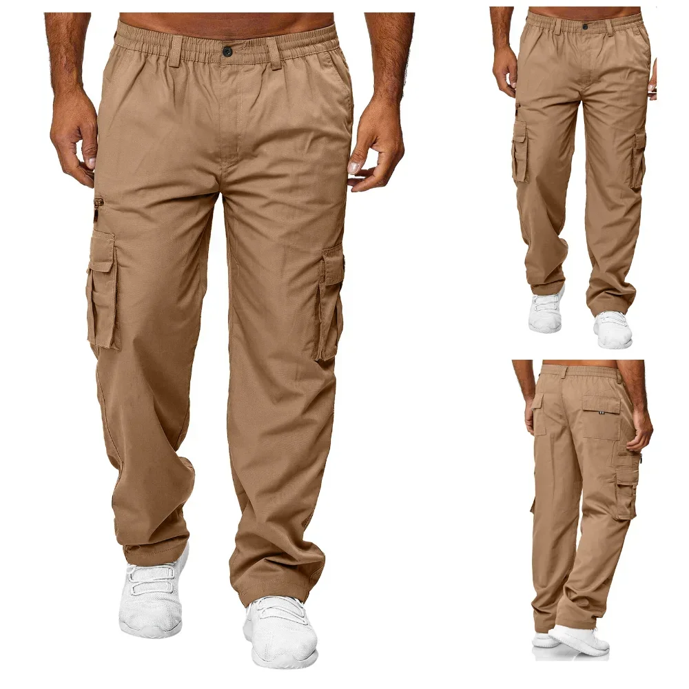 Men's Cargo Trousers Elastic Waist Elastic Multi-pocket Loose Combat Work Pants Outdoor Fitness Sports Casual Pants S-4XL 2