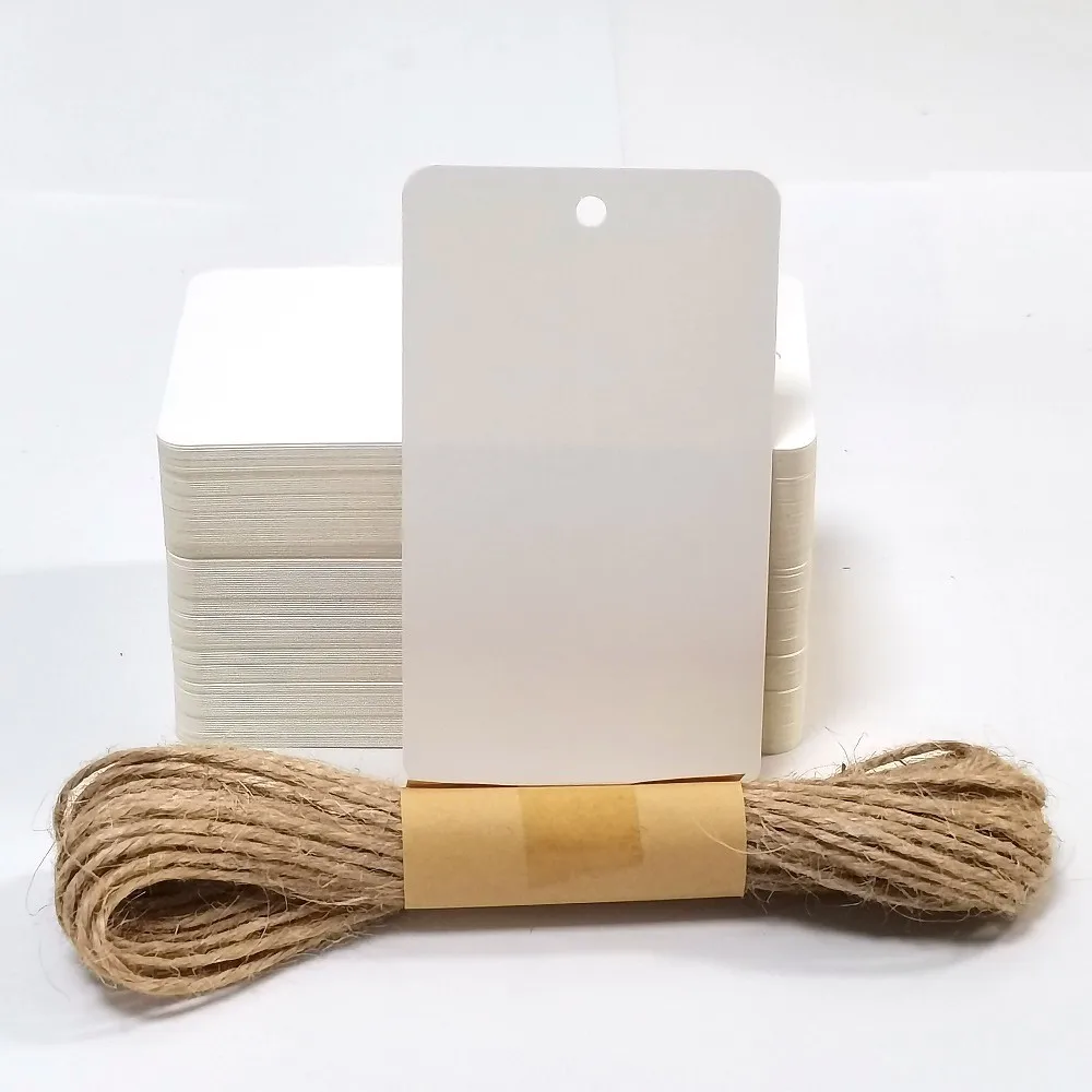 50pcs 3 Colors Writable Hanging Cards Rectangle Craft Paper Label Tag For Jewelry Gift Box Package Decoration Supplies Wholesale