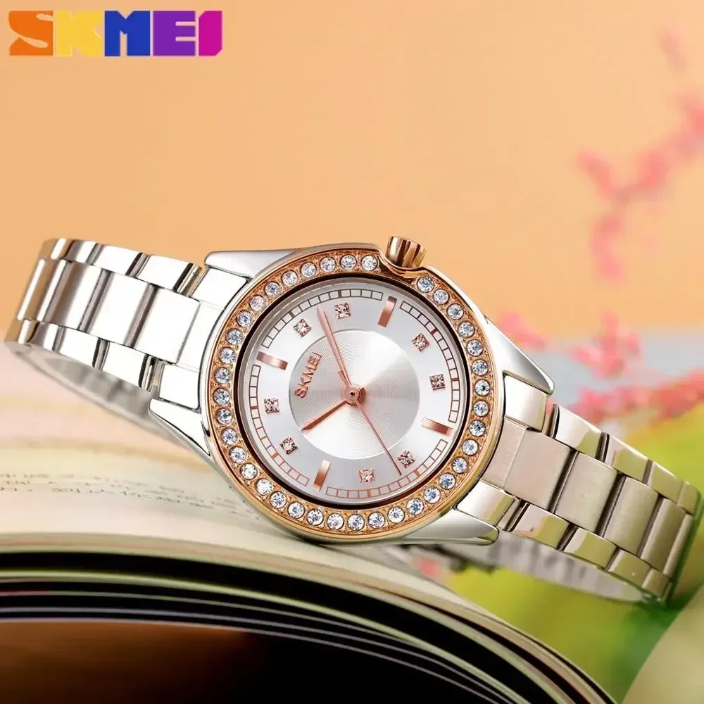 SKMEI 1534 Luxury Lady Waterproof Quartz Watch Stainless Innovative Diamond Girl Wristwatches Women Sports Clock Reloj Mujer