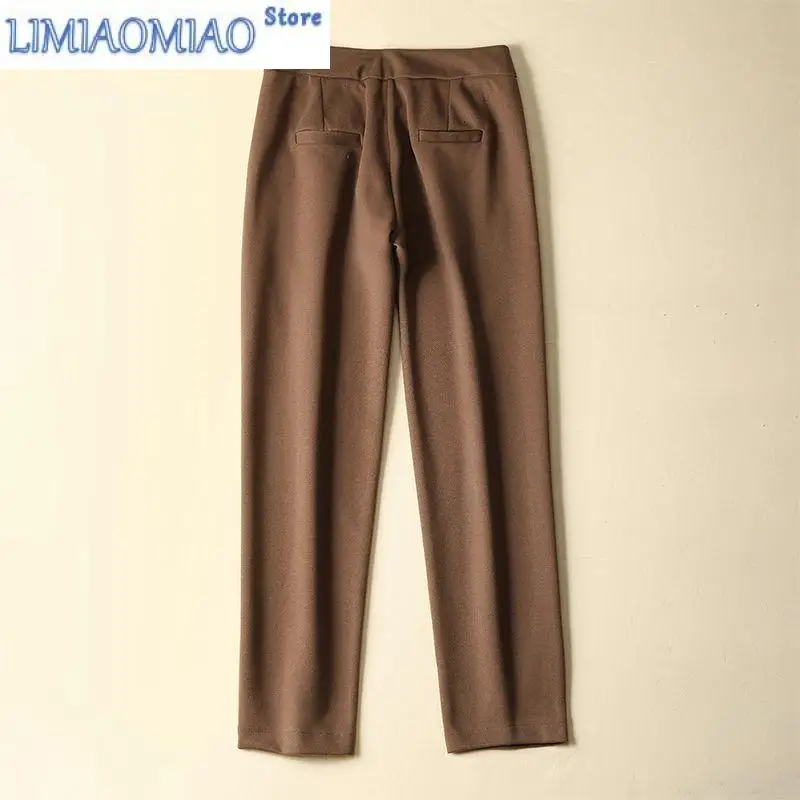 New Warm and Slim Casual Pants Autumn Winter Woolen Straight Leg Nine Pants Commuter Pants with Haren cargo pants women