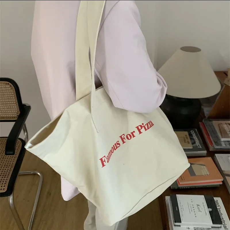 Women Extra Large Canvas Shopping Bag Ladies Special Designer Letters Print Handbags Girl's EcoTotes Students Book Shoulder Bag