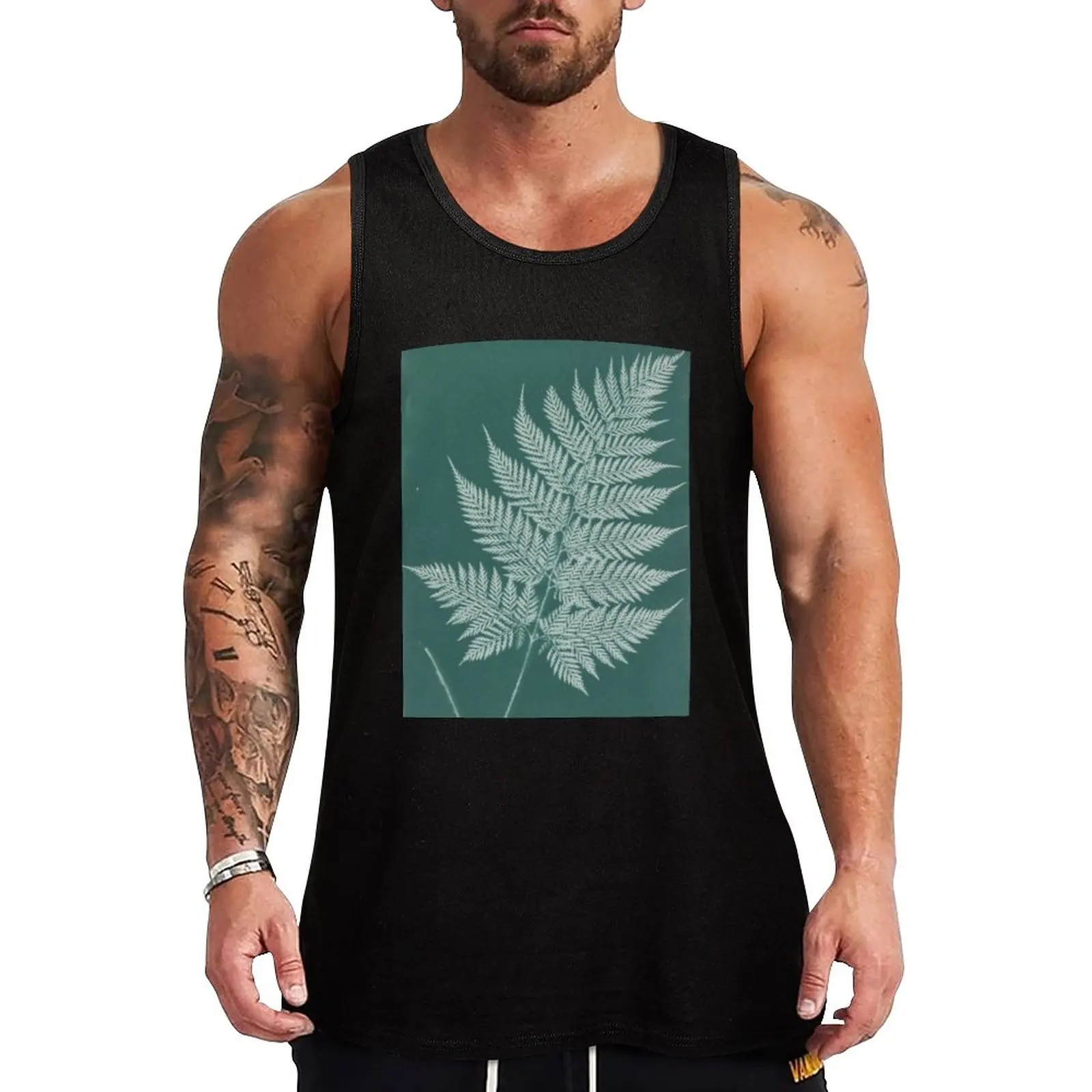 

New Green Fern Tank Top Men's gym t-shirt men clothings gym clothes men