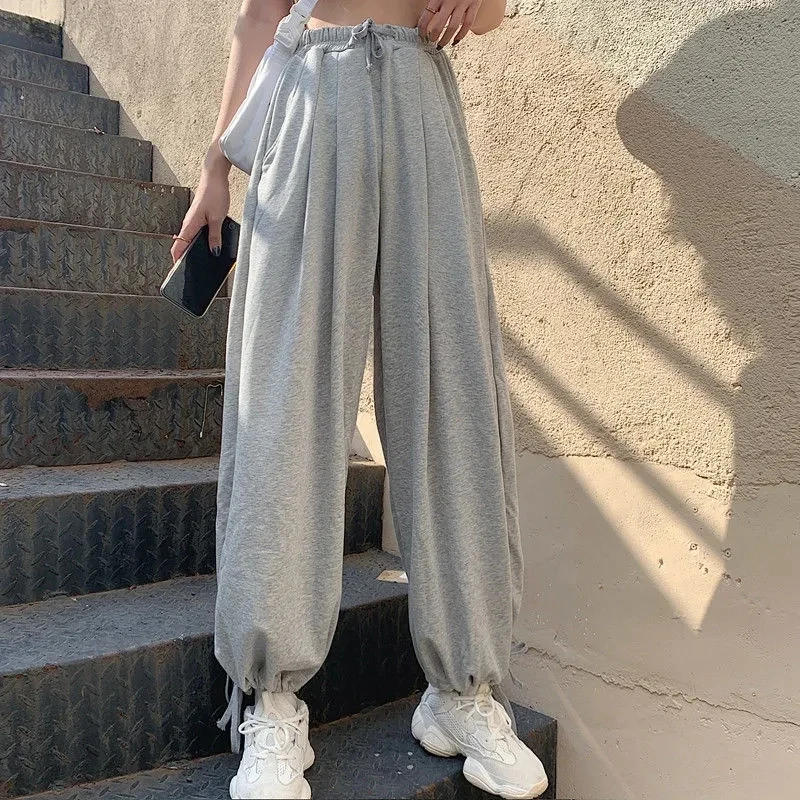

Gray Wide-Leg Pants For Women Loose Korean Style High-Waisted Straight Casual Casual Leggings Pants Versatile Slimming Bloomers
