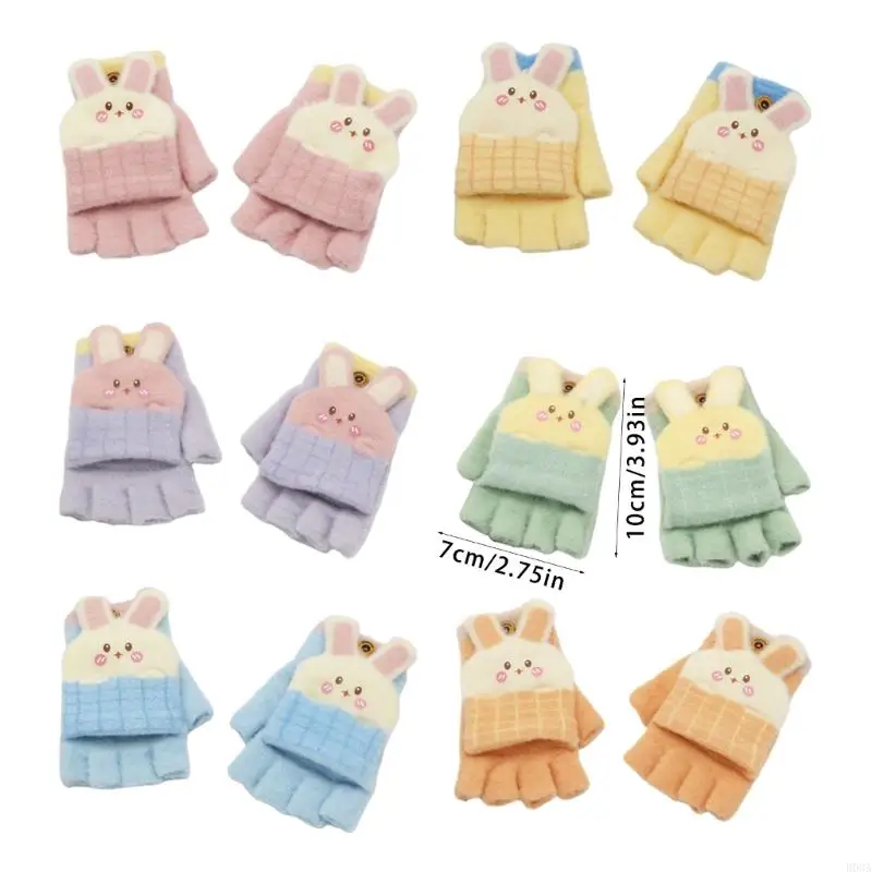 Children's Half Finger Gloves Cosy Polyester Fiber Breathable Warm Mittens for Active Boys Girls Aged 3-10T