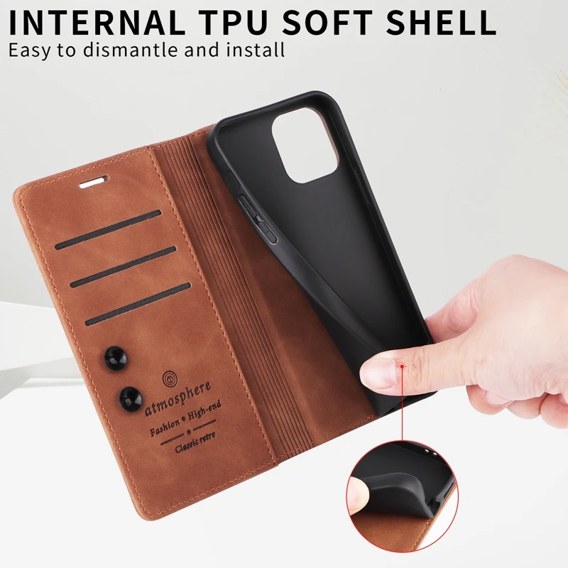 Premium Magnetic Leather Wallet Case - Universal Fit