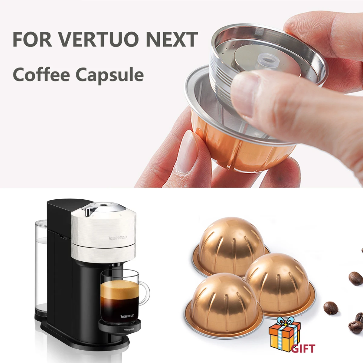 Capsula riutilizzabile in acciaio inossidabile per Nespresso Vertuo Next  Machine filtro per caffè ricaricabile Vertuoline Pop con Pod originale