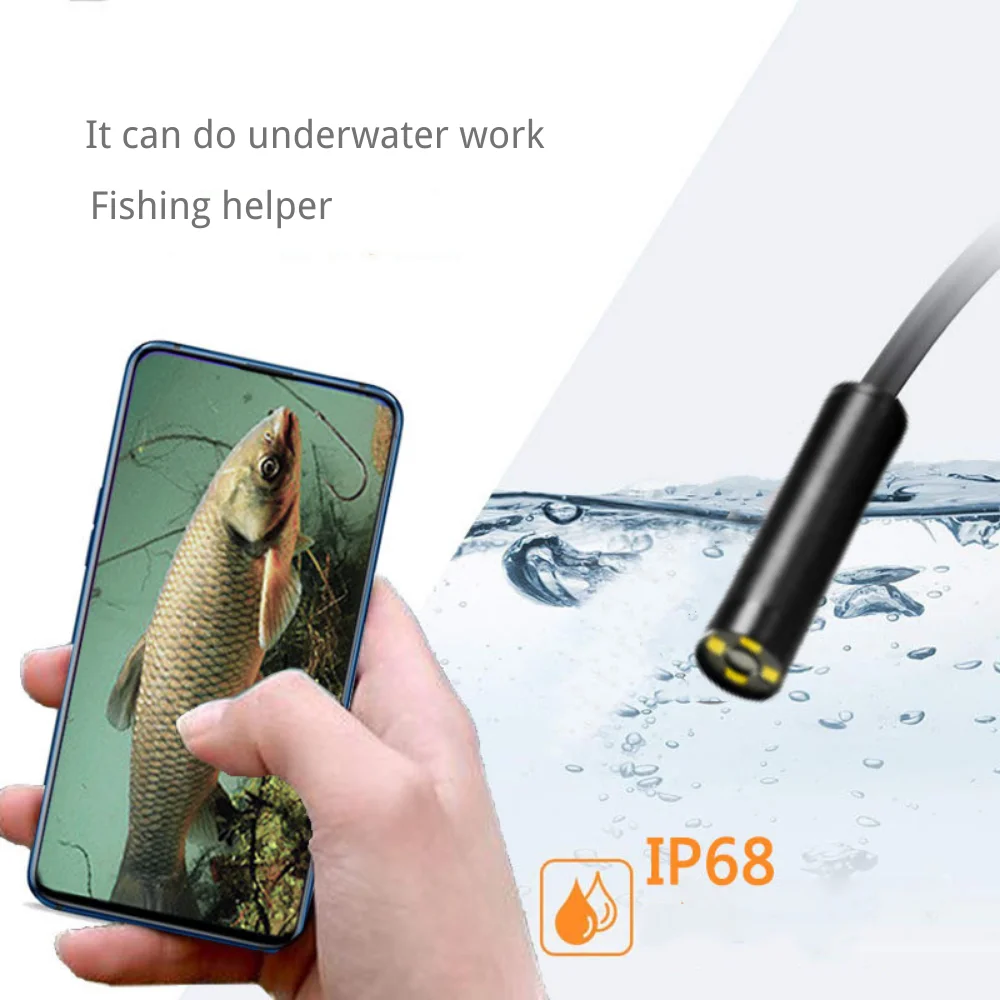 10M 20m 12mm Auto Focus Endoscope Camera 5MP HD IP68 Waterproof Fishing  Camera USB Sewer Inspection Borescope Support Android PC