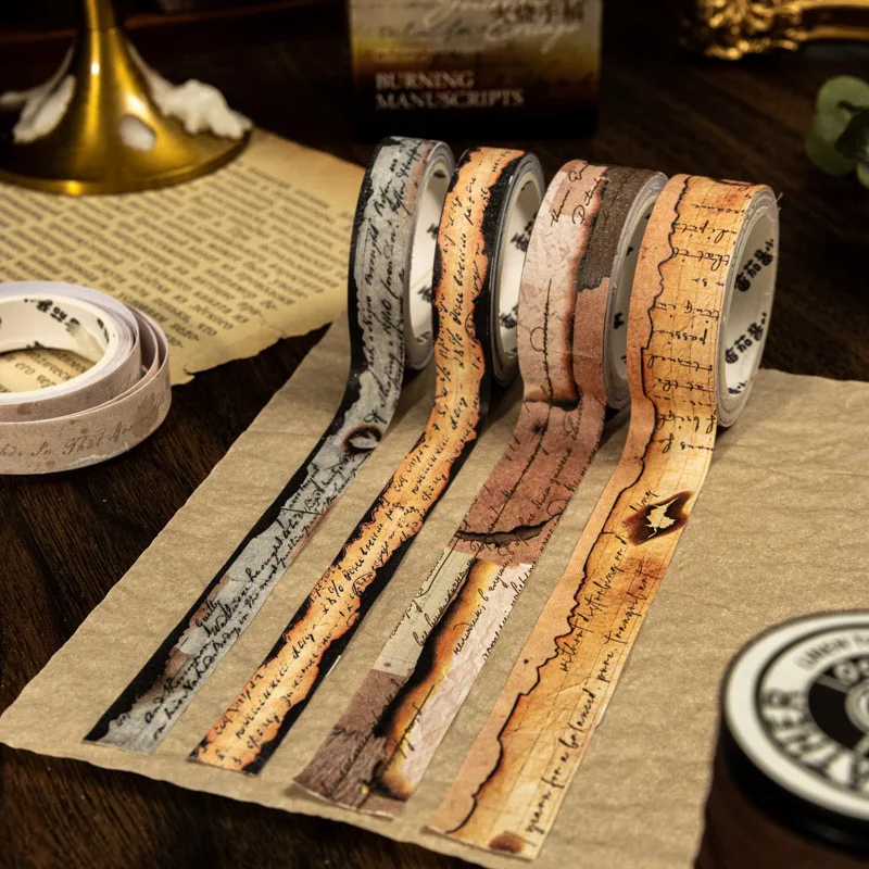 Vintage Tape Set Scrapbook Sticker Decor Junk Journal DIY Scrapbooking School Supplies Collage Stationery Tapes 4 Rolls/Box adhesive tape