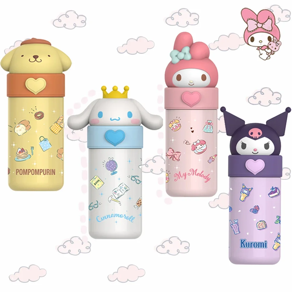 

Sanrioed Cartoon Winter Sports Water Bottle My Melody Cinnamoroll Kuromi Purin Anime Kawaii Insulated Drinking Cup 350ml Gifts
