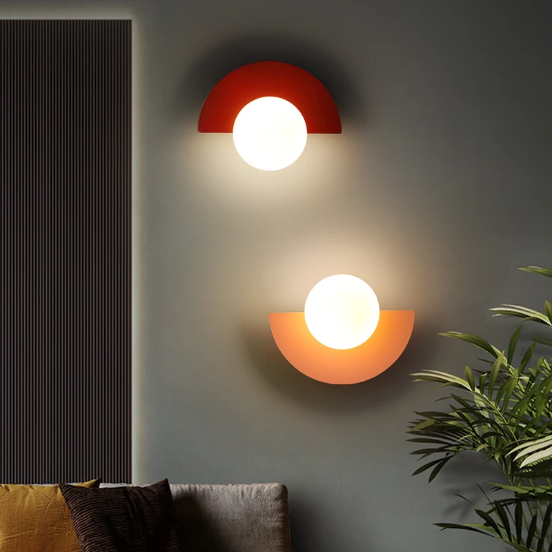 Background Home Decoration Wall Lamps Plastic Ball Lampshade G9 Bulb Round Sconce Light LED Bedroom Corridor Night Sconce Lustre 5