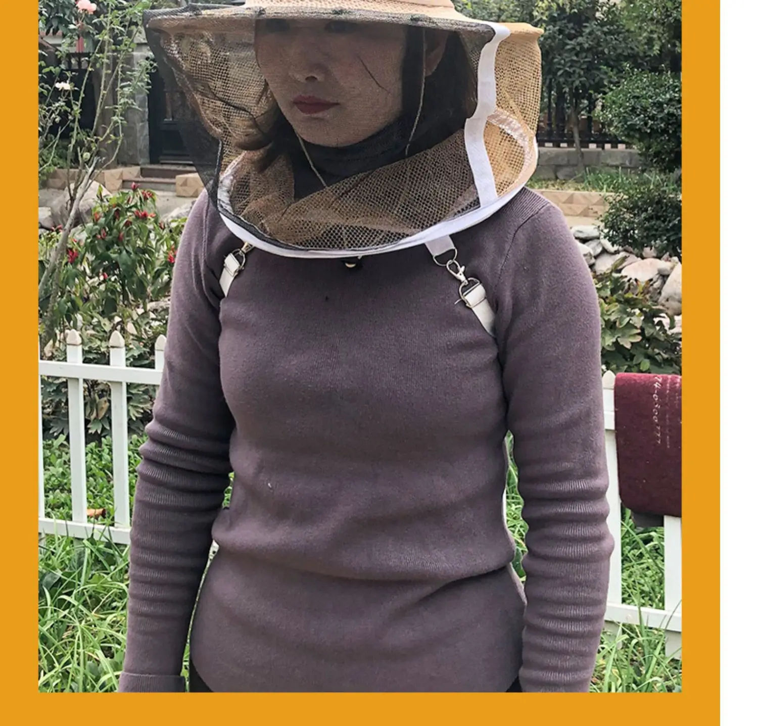 cowboy Bee hat weave Beekeeping cap Fireproof surface mesh Beige NO.TXF-1116