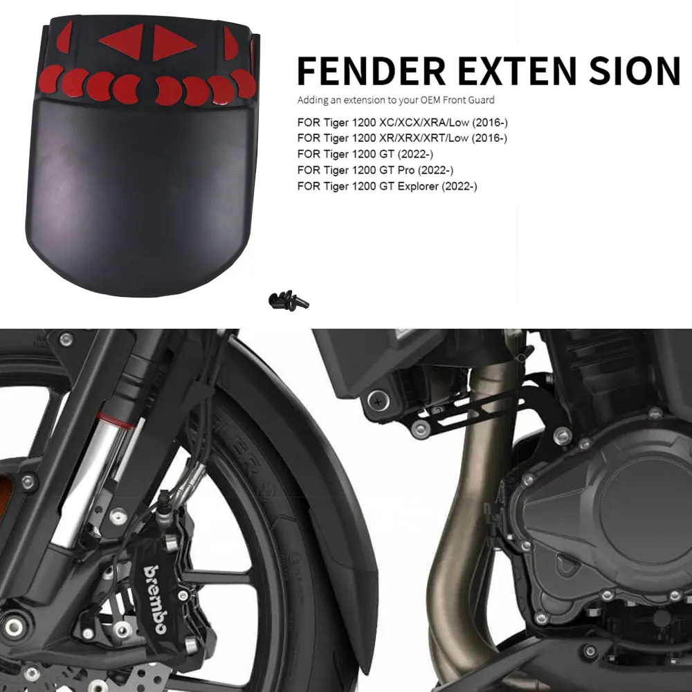 

For Tiger 1200 GT Pro Explorer 2022 - Motorcycle Front Fender Mudguard Extender Extension For Tiger1200 XC XR XCX XRX XRT 2016 -