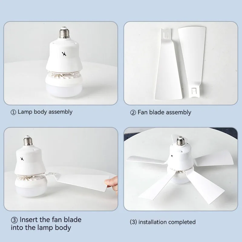 LED Ceiling Fan With Light E27 Socket Remote Control Dimmable 30W Modern Smart Wireless Fans Lighting For Bedroom Garage Kitchen 6