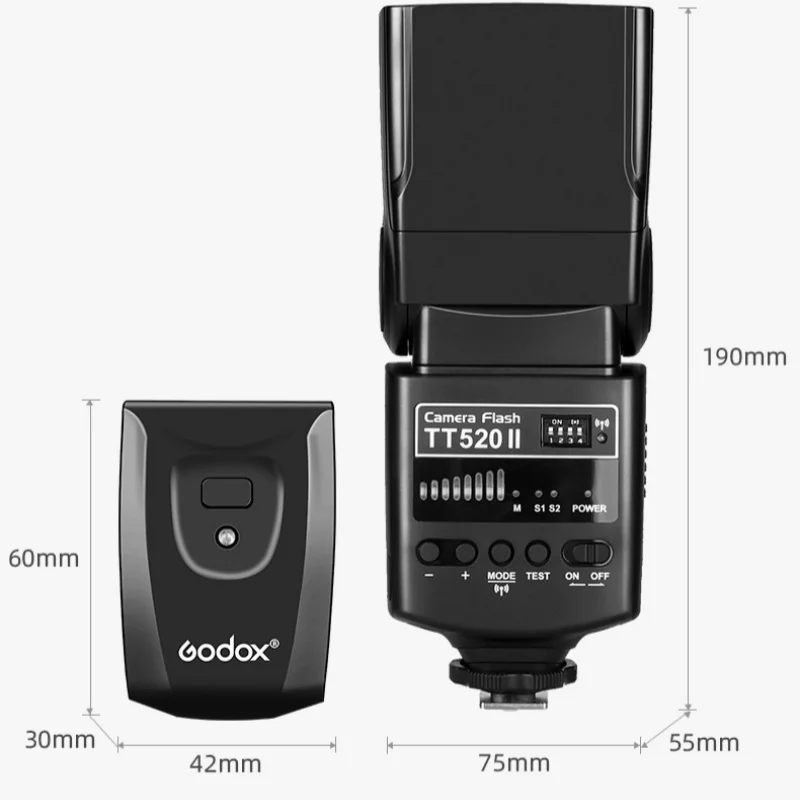 Godox TT520II Hot Shoe Flash Wireless 433MHz Fast Recycling Multi-Angle Rotation for Canon Nikon Sony Fujifilm Olympus Panasonic