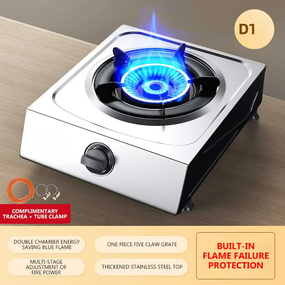 Household stainless steel flash stove for energy-saving and flameout protection Natural gas liquefied gas single stove