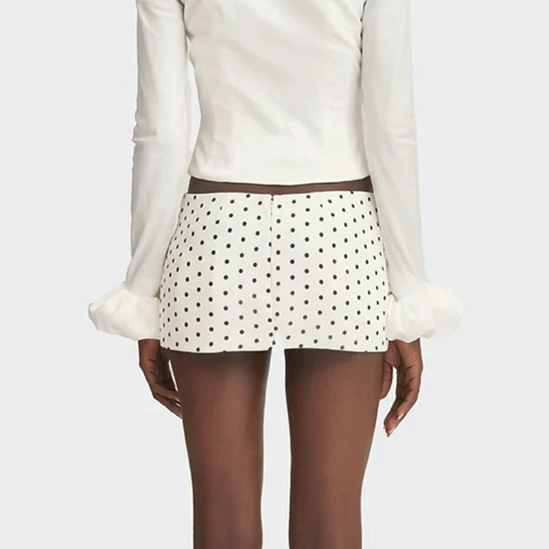 Women Y2k Vintage Dot Print Mini Skirt Elastic Low Rise Slim Fit Short Bodycon Pencil Skirt Trendy Summer Streetwear 3