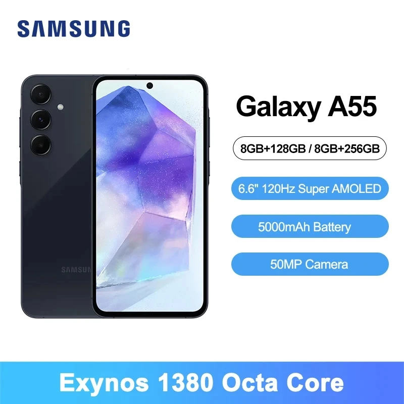 

Samsung Galaxy A55 5G NFC Smartphone Exynos 1380 Octa Core 6.4'' 120Hz Super AMOLED Display 50MP Triple Camera 5000mAh Battery