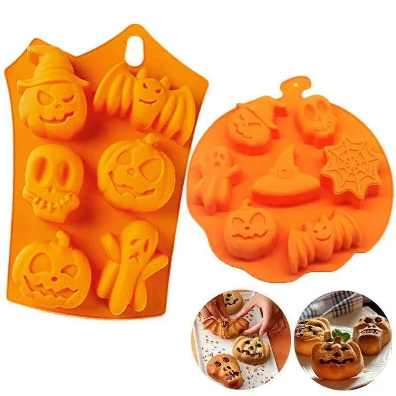 Description Picture 3 of item3D Silicone Halloween Cake Mold Pumpkin Ghost Shape Mould for Making Cookie Candy DIY Cake Decoration Tools Baking Accessories