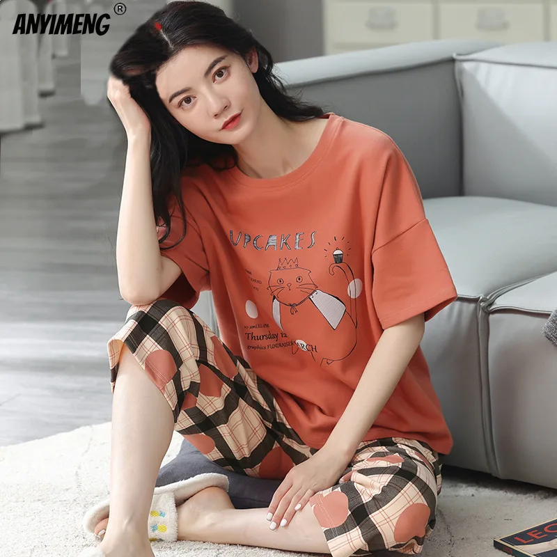 

Женская пижама размера плюс до колена, одежда для сна для отдыха, Новая женская Элегантная пижама с цветочным принтом, шикарный домашний костюм