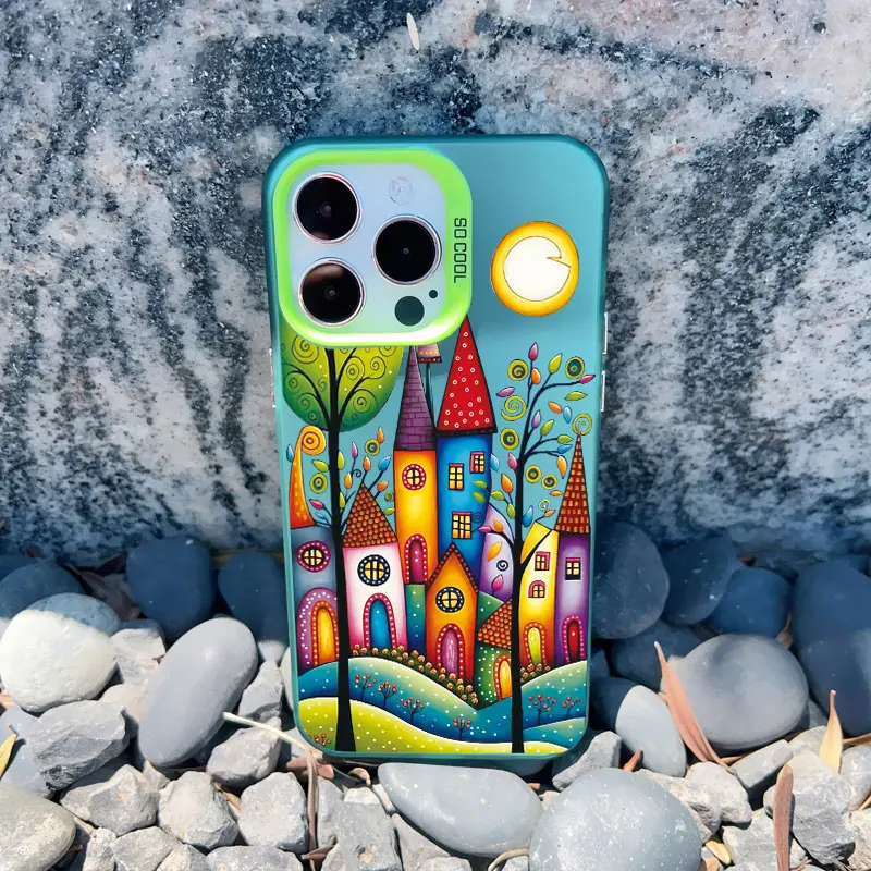 Hand Painted Forest House Phone Case - Shockproof Laser Back Cover