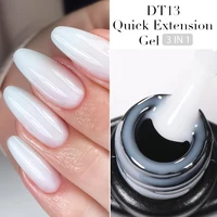 MEET ACROSS 7ml Milk White Pink Quick Extension Nail Gel Polish 3 In 1 Semi Permanent Soak Off UV Gel Varnish Nail Art Manicure 1