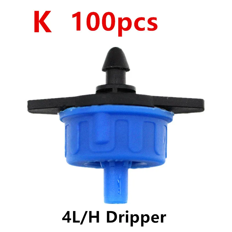 100개 2L/4L/8L 압력 보상형 드립 이머터 조절 가능한 드리퍼 정원 잔디 드립 관개용 마이크로 커넥터