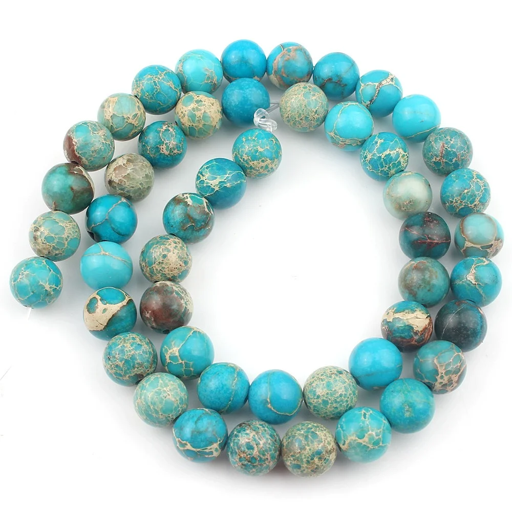 Elegant Lake Blue Sea Sediment Jasper Beads for DIY Jewelry Crafting – Various Sizes Available