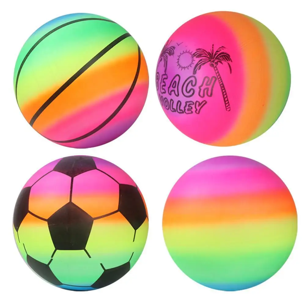 Volleyball Ball 1 Pcs Rainbow Inflatable Summer Beach Ball Game Rubber Pool Net Kids Garden Toy