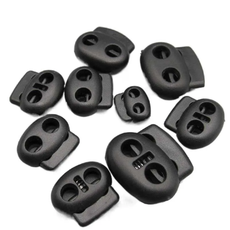 Twin Hole Plastic Stopper Cord Locks Bean Drawstring Toggle Clip Apparel Shoelace Sportswear Button Accessorie 10Pcs detachable stopper cord lock stopper cord stopper cord lock cord end lock
