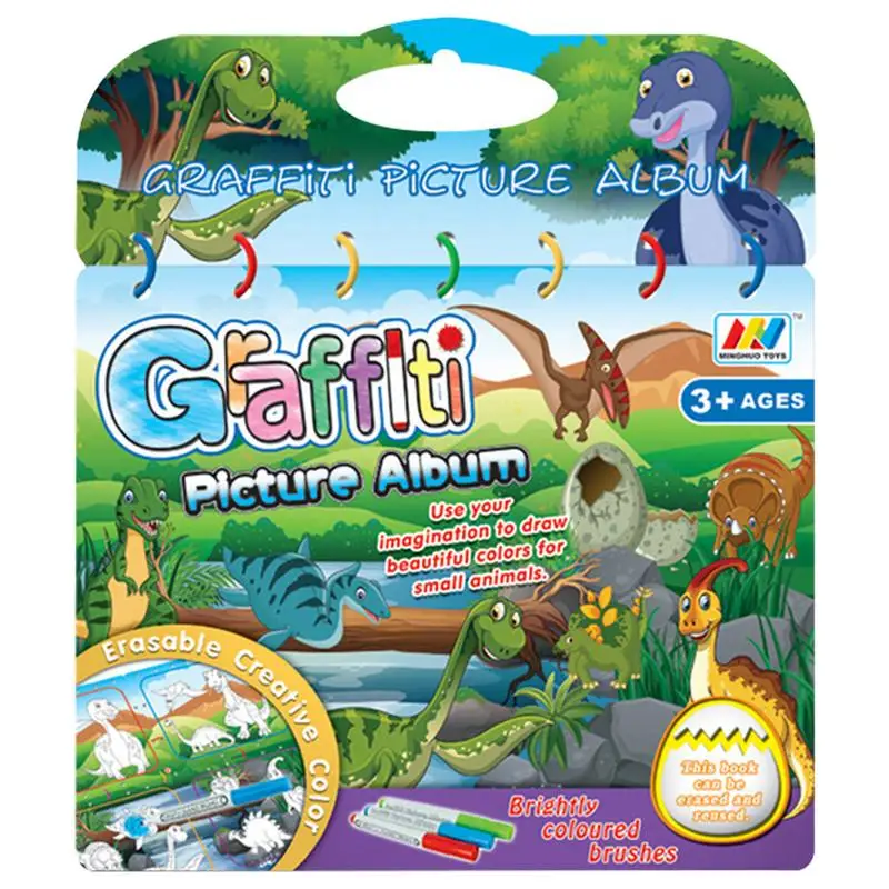 

Дорожный Набор для раскрашивания, портативные Детские накладки для рисования, рисования с 6 акварельными ручками, книжным шкафом, дорожным путешествием, автомобильными играми и письмом