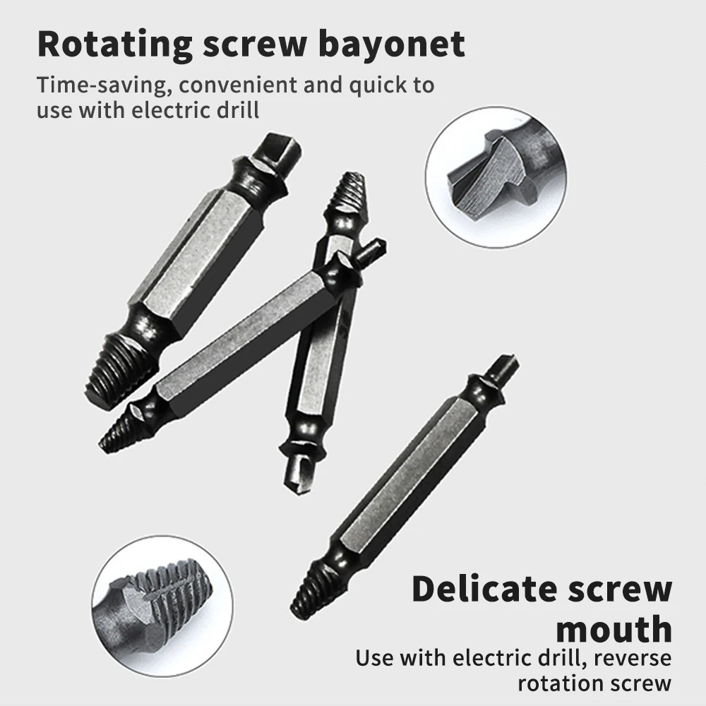 4/5/6 PCS Double Head Damaged Screw Extractor Drill Bit Set Broken Screw Bolt Remover Extractor Easily Take Out Demolition Tools