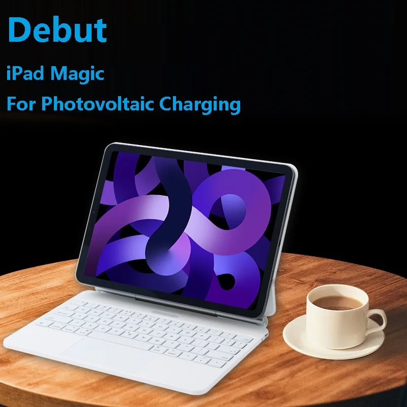 Tastiera Magica Fotovoltaica Per Apple Ipad Tastiera Wireless Bluetooth Magnetica Ipx7 Grado Impermeabile Per 10.9/11/12, 9 Pollici