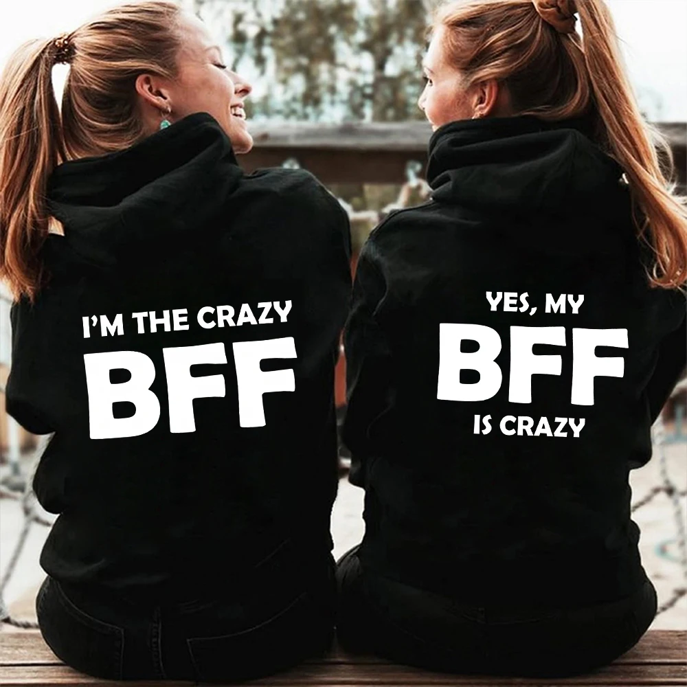 

Женские толстовки на молнии Crazy BFF, смешной подарок для лучших друзей, милые корейские толстовки с длинным рукавом, женские пальто на молнии
