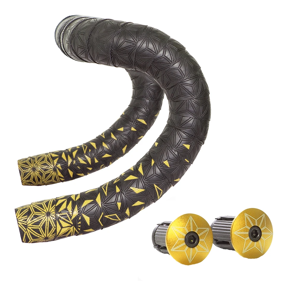 Bike Handlebar Tape Road Bike Bar Tape Super Sticky Kush Star Fade Bar Tape EVA/PU Bike Anti-Skid Shock Absorber Wrap With 1 pair Plugs