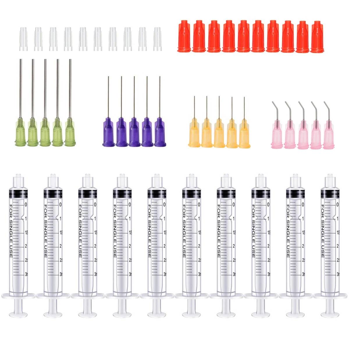 3-100ml Capacity Syringe Crimp Sealed with Blunt Needle Tips & Caps Transparent Syringes For Industrial Glue Oil Ink Usage |