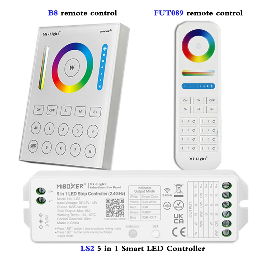 2.4GHz Wireless 8โซนFUT089 Remote/B8แบบสัมผัสติดผนัง; LS2 5 IN 1Smart
